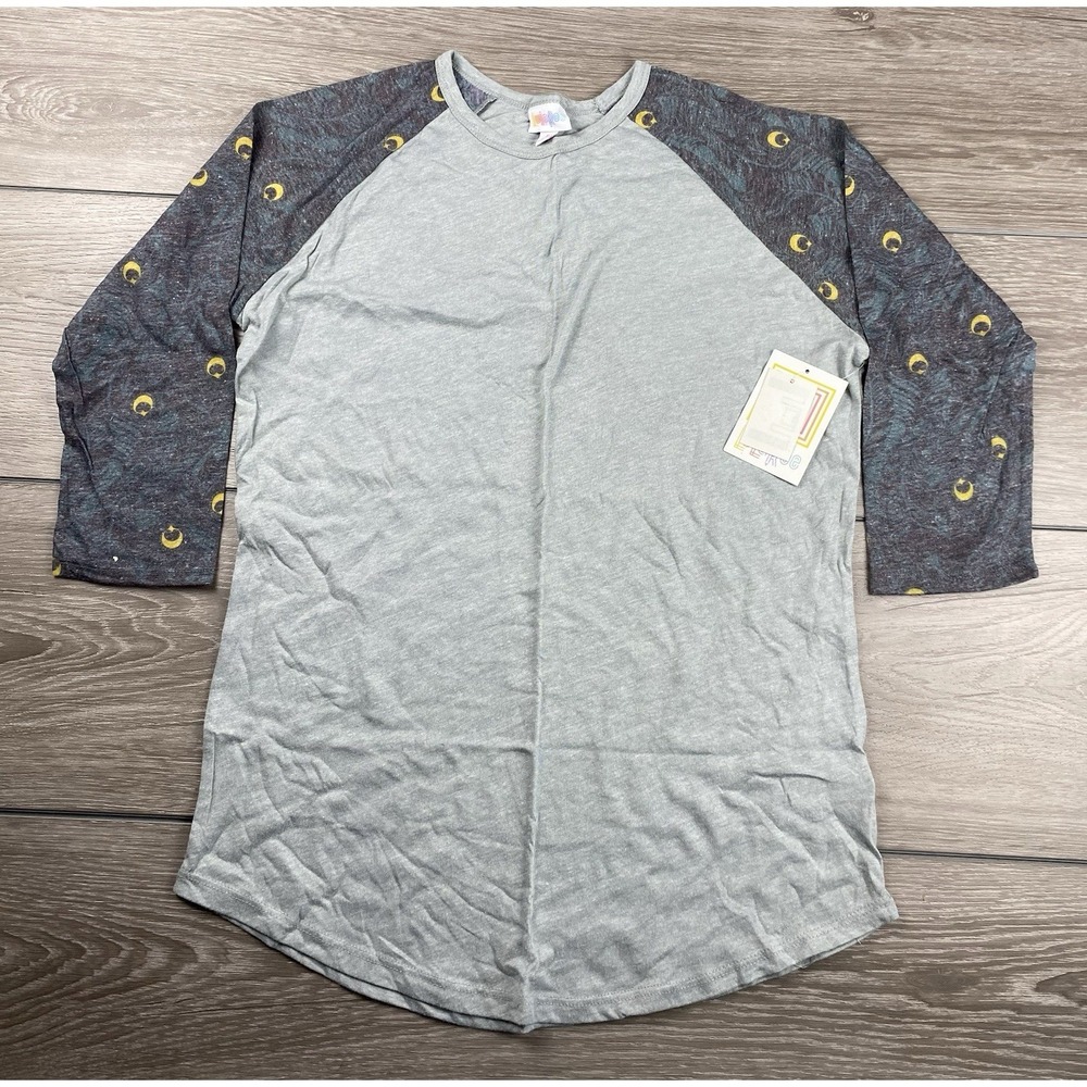 Lularoe Women's Randy 3/4 Patterned Sleeves Baseball Tee Grey Size Medium‎ New - Picture 2 of 8